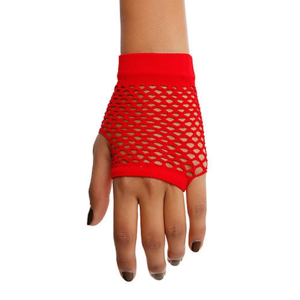 [Red] Punk Fishnet Gloves